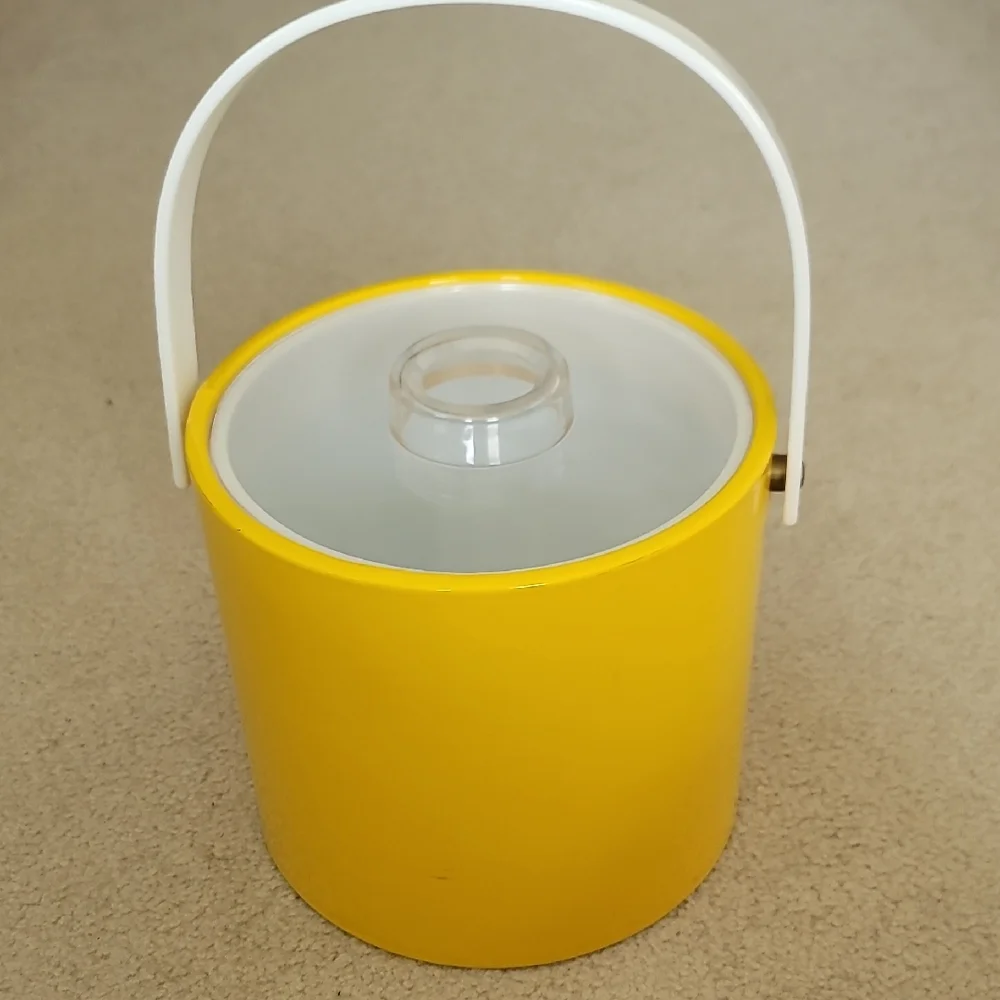 Vintage Shelton-Ware Corp. Yellow Ice Bucket with White Handle